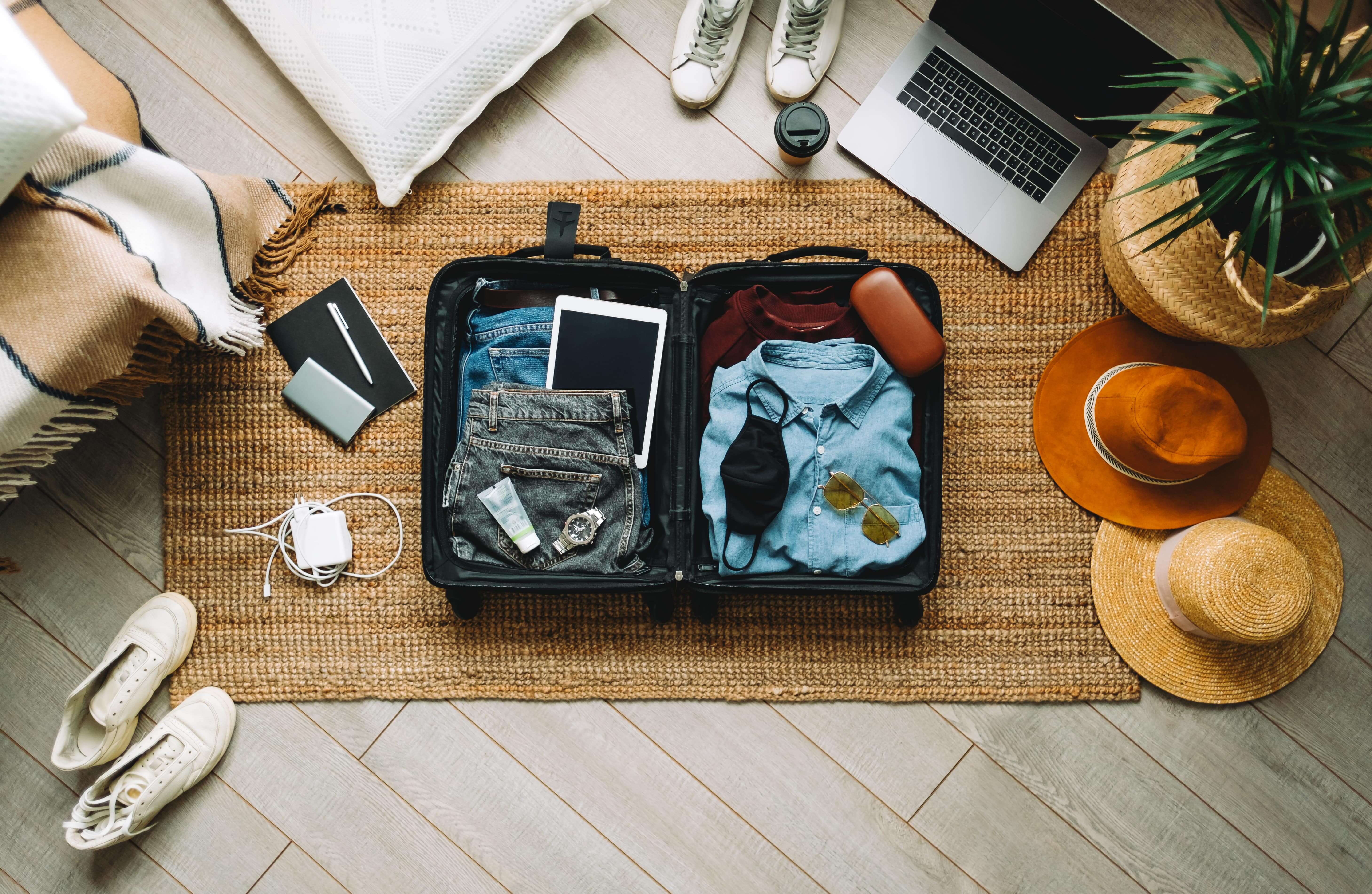 Packed suitcase ready for a trip